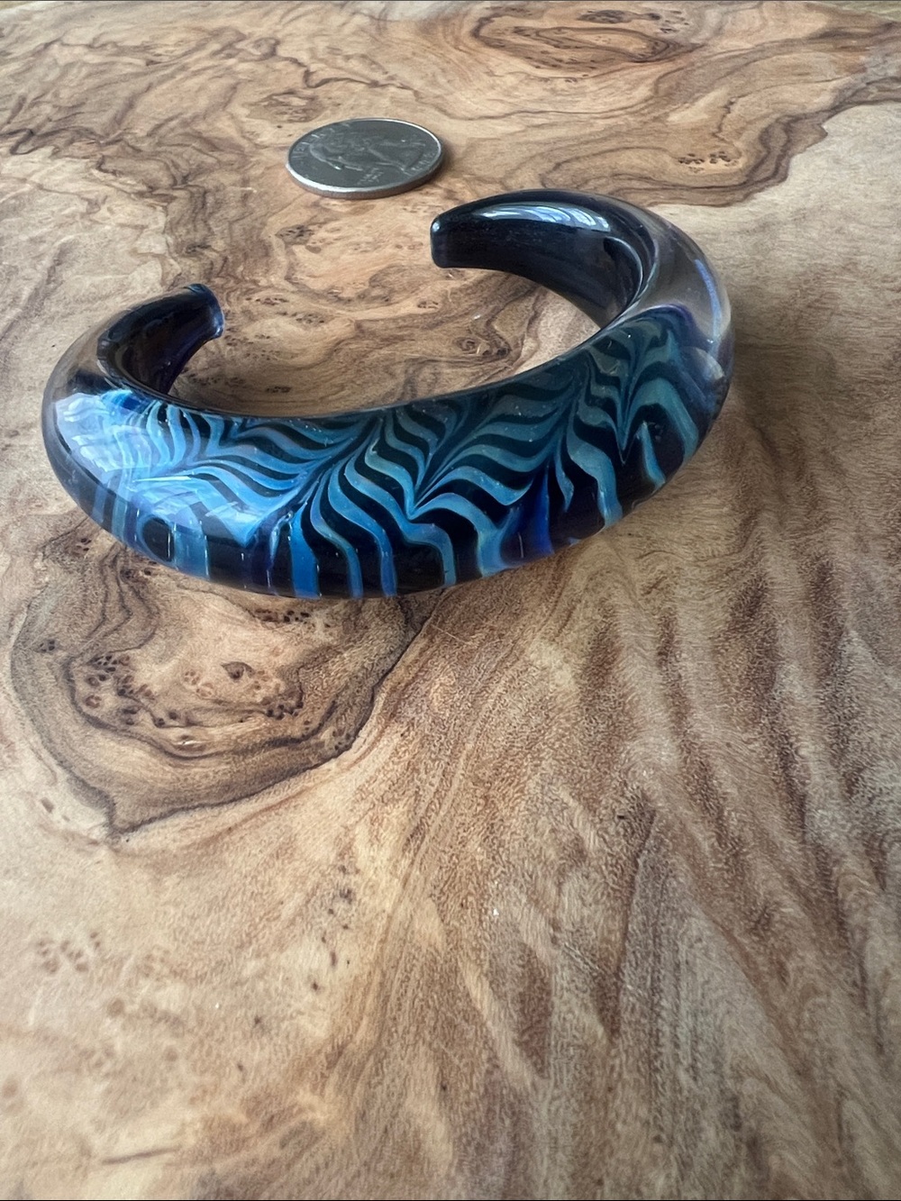 Handblown Borosilicate Cuff Bracelet size small 3-d thick glass y2k